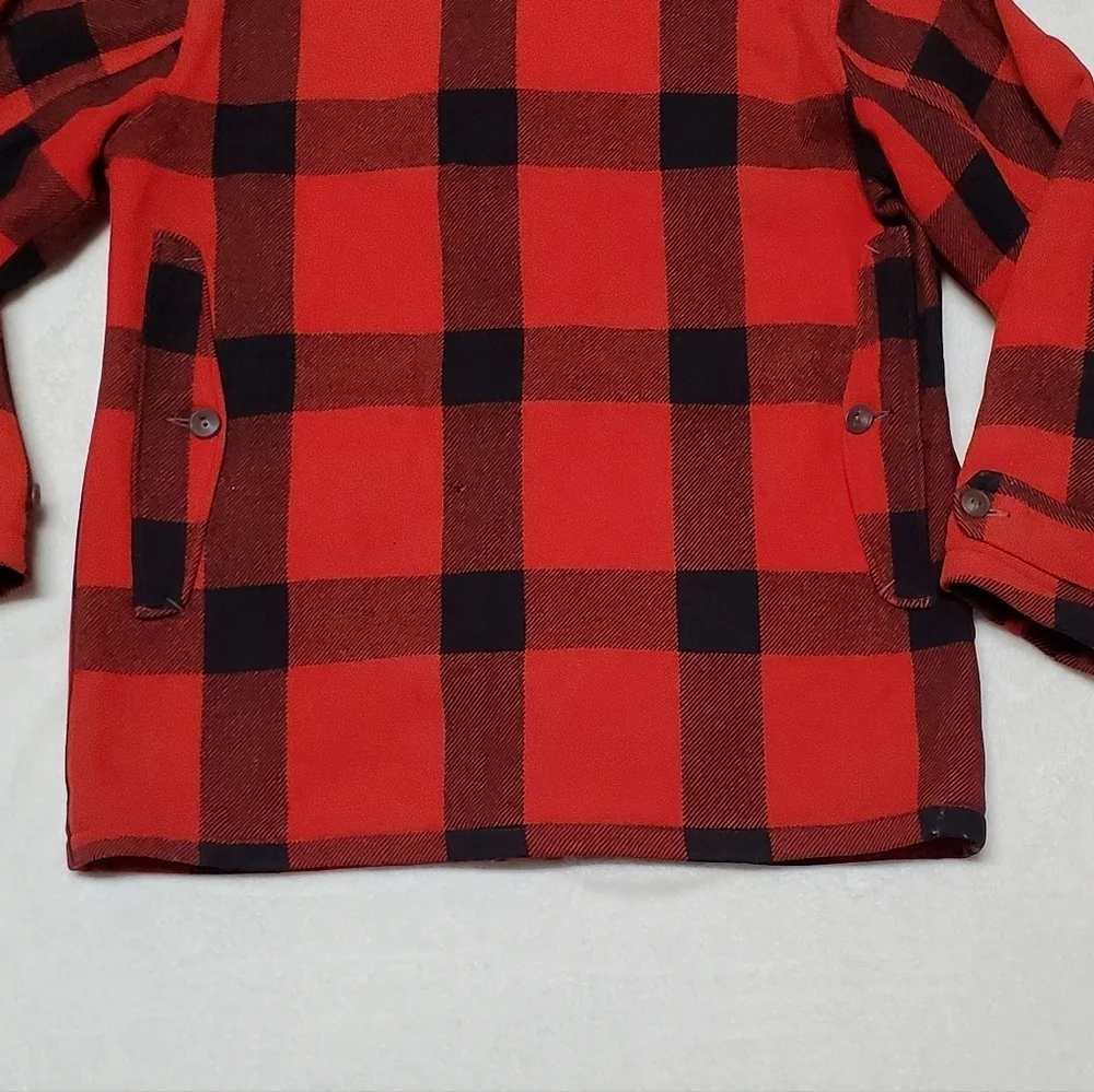 40s-50s Vintage Woolrich Woolen Mills Mackinaw Red Plaid Wool Hunting Jacket 42 - Picture 13 of 16